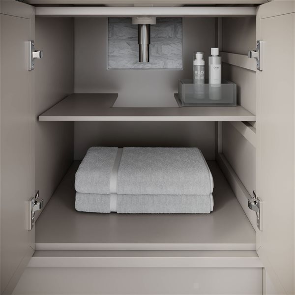 Spa Bathe Brook 60-in Double Bathroom Vanity w/ Drawer Organizer - Warm Grey