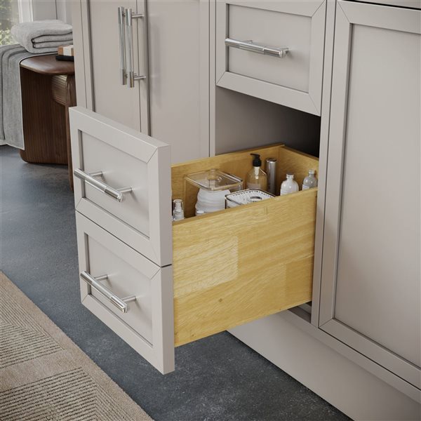 Spa Bathe Brook 60-in Double Bathroom Vanity w/ Drawer Organizer - Warm Grey