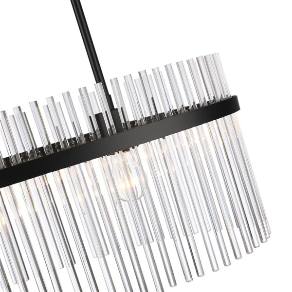 Artcraft Lighting Ava 2-Light Chandelier w/ Clear Glass Rods Shade - Black