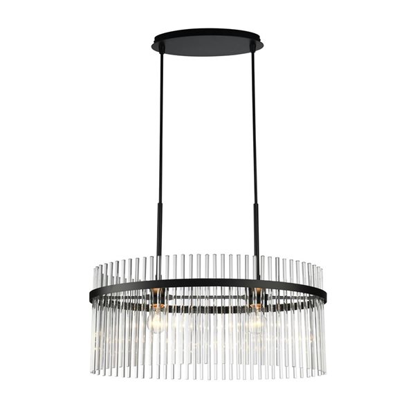 Artcraft Lighting Ava 2-Light Chandelier w/ Clear Glass Rods Shade - Black