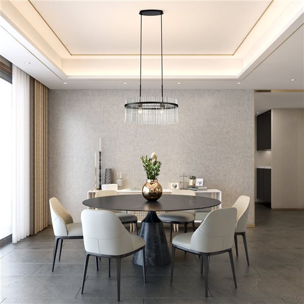 Artcraft Lighting Ava 2-Light Chandelier w/ Clear Glass Rods Shade - Black