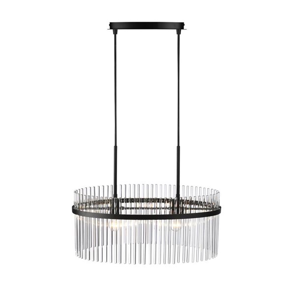 Artcraft Lighting Ava 2-Light Chandelier w/ Clear Glass Rods Shade - Black