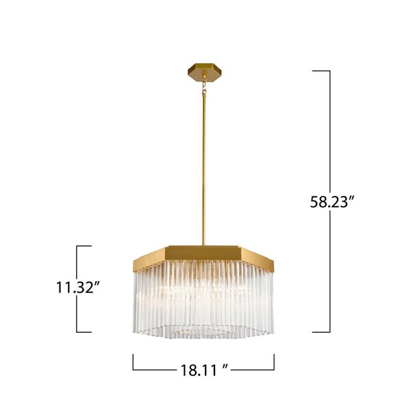 Artcraft Lighting Emma 7-Light Chandelier w/ Clear Glass Rods Shade - Brushed Brass