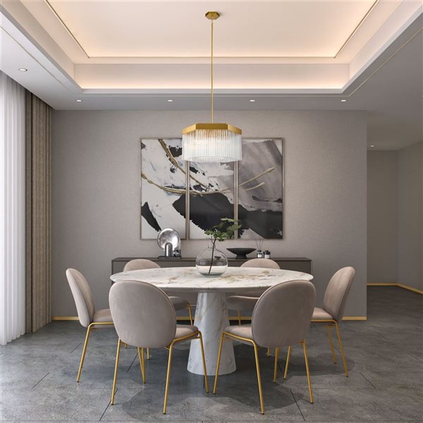 Artcraft Lighting Emma 7-Light Chandelier w/ Clear Glass Rods Shade - Brushed Brass