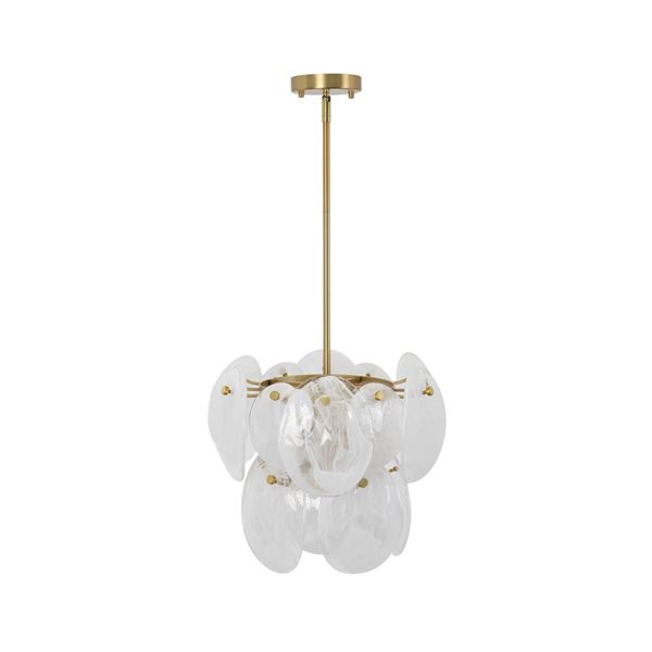 Artcraft Lighting Lily 4-Light Pendant w/ Wispy White Murano Style Glass Shade - Brushed Brass