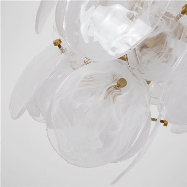 Artcraft Lighting Lily 4-Light Pendant w/ Wispy White Murano Style Glass Shade - Brushed Brass