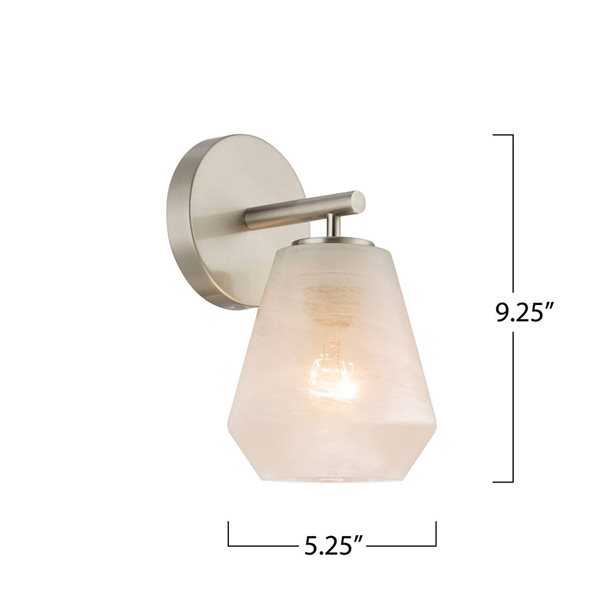 Artcraft Lighting Brooke 1-Light Wall Sconce w/ Wispy White Glass Shade - Brushed Nickel