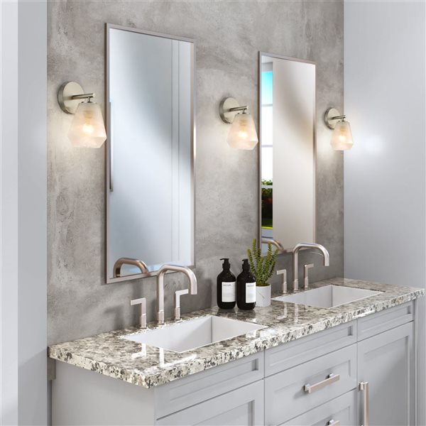 Artcraft Lighting Brooke 1-Light Wall Sconce w/ Wispy White Glass Shade - Brushed Nickel