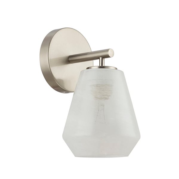 Artcraft Lighting Brooke 1-Light Wall Sconce w/ Wispy White Glass Shade - Brushed Nickel