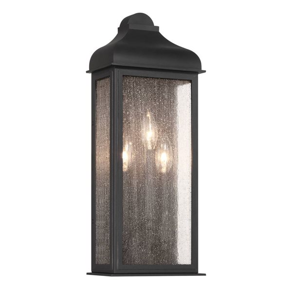Artcraft Lighting Madrid 3-Light 19-in Outdoor Wall Sconce w/ Clear Glass Shade - Black