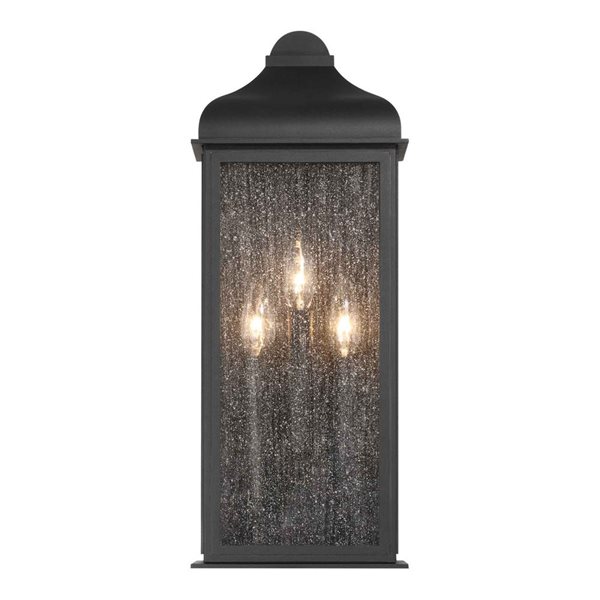 Artcraft Lighting Madrid 3-Light 19-in Outdoor Wall Sconce w/ Clear Glass Shade - Black
