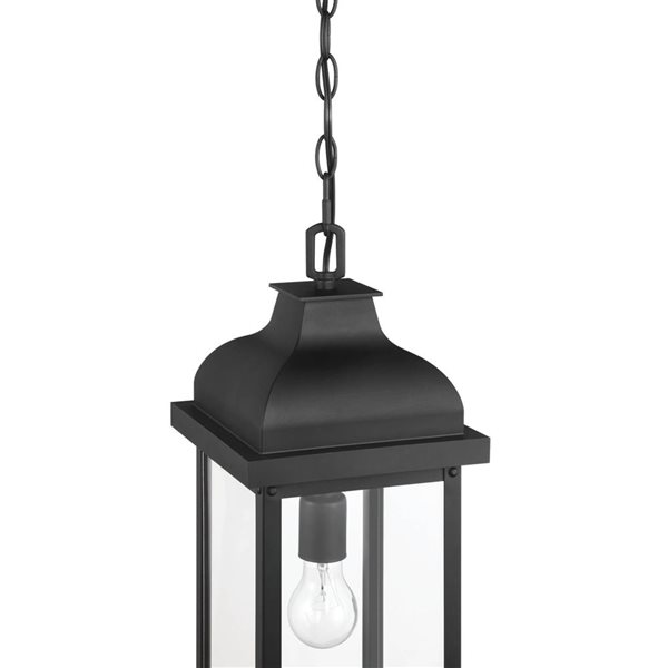 Artcraft Lighting Madrid 1-Light Outdoor Pendant w/ Clear Glass Shade - Black