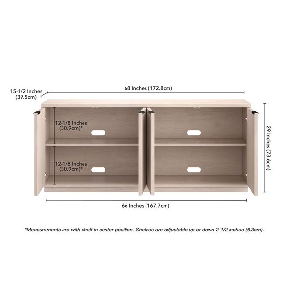 Hailey Home Mansfield 68-in Alder White Wide Fluted Buffet Table