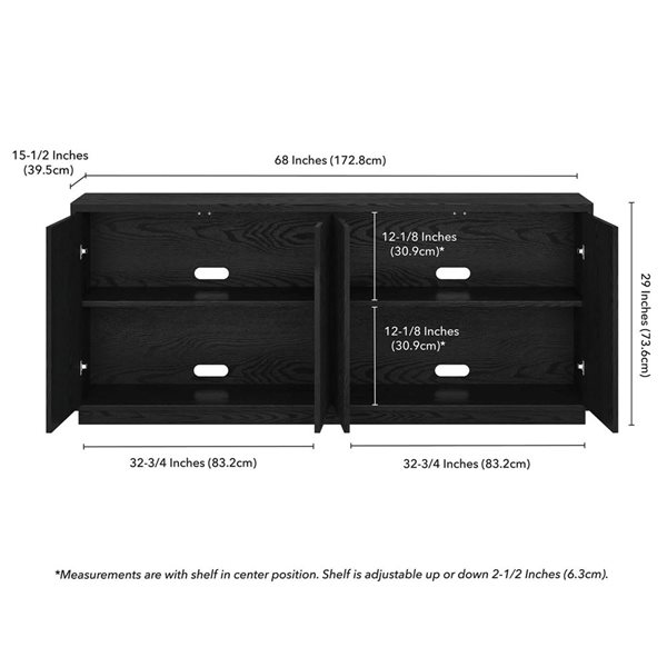 Hailey Home Alston 68-in Black Grain Wide Fluted Buffet Table