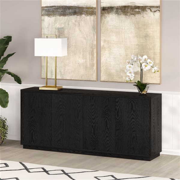 Hailey Home Alston 68-in Black Grain Wide Fluted Buffet Table