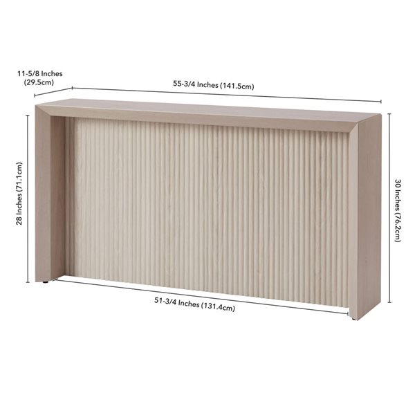 Hailey Home Piedmont 56-in Alder White Wide Fluted Console Table