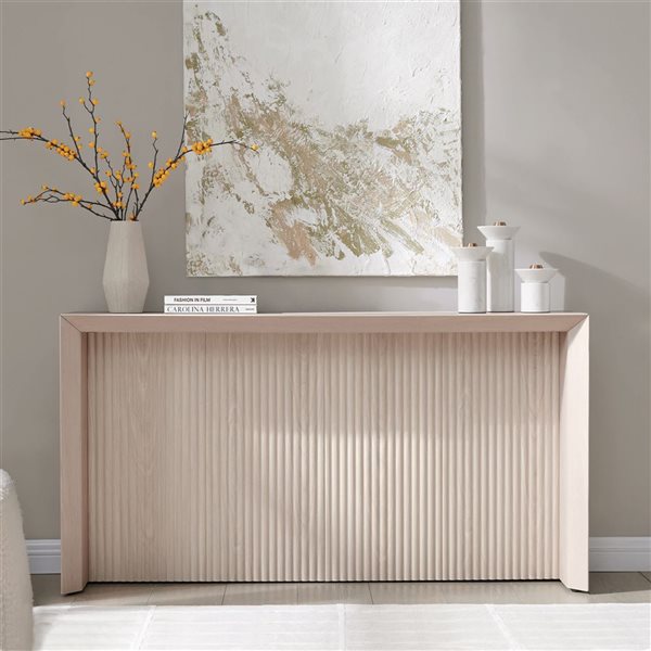 Hailey Home Piedmont 56-in Alder White Wide Fluted Console Table