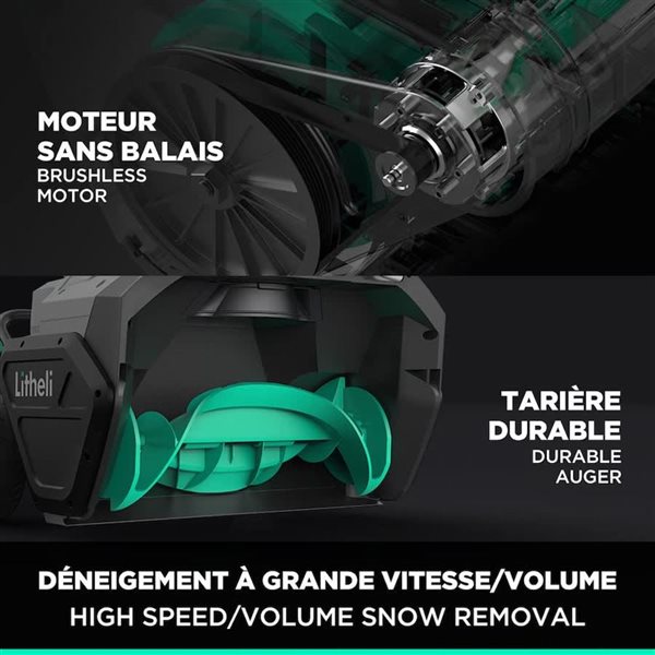 Litheli E1 SERIES 20" SNOW BLOWER 2x20V 4.0Ah BATTERY ＆Charger