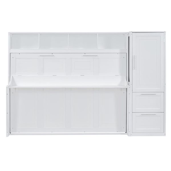 Best Selling Home Decor Aurea Queen-Size Murphy Wall Bed w/ Closet and Drawers - White