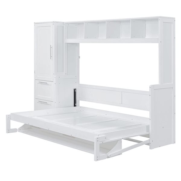 Best Selling Home Decor Aurea Queen-Size Murphy Wall Bed w/ Closet and Drawers - White