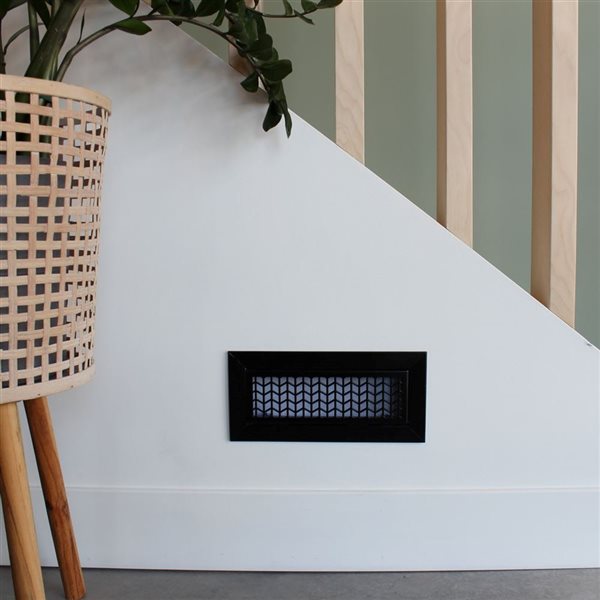 Boreart PREMIUM 4 x 10-in Black Chevron Pattern Steel Floor Register