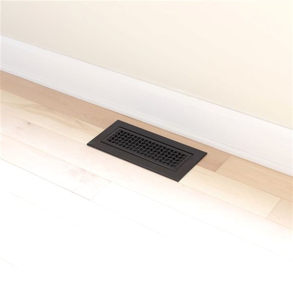 Boreart PREMIUM 4 x 10-in Black Chevron Pattern Steel Floor Register
