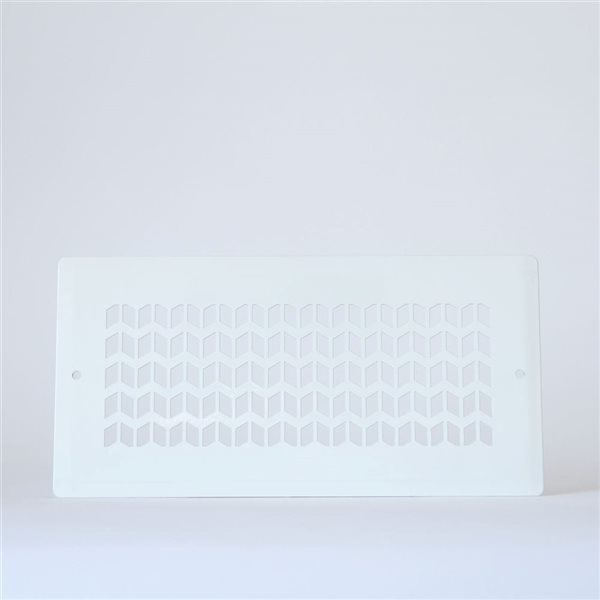 Boreart 4 x 10-in White Steel Chevron-Pattern Wall Vent Grille