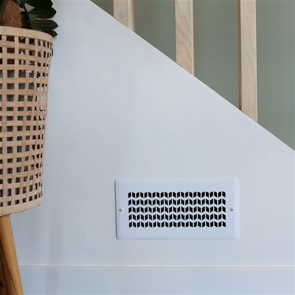 Boreart 4 x 10-in White Steel Chevron-Pattern Wall Vent Grille