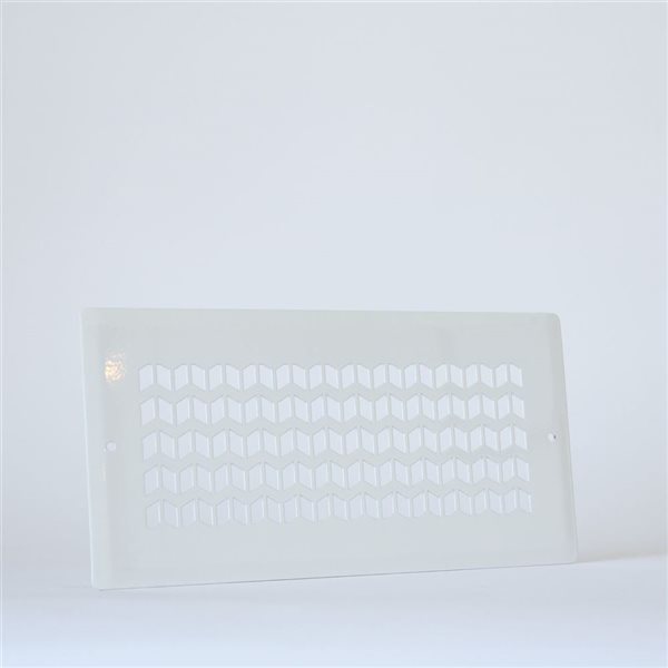 Boreart 4 x 10-in White Steel Chevron-Pattern Wall Vent Grille