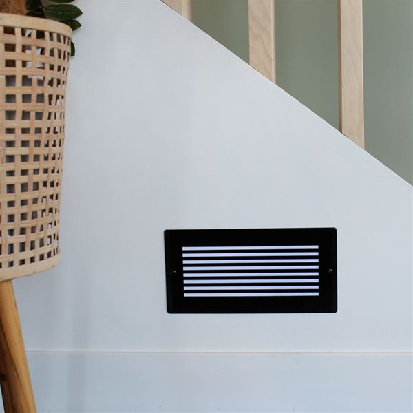 Boreart 4 x 10-in Black Steel Linear-Pattern Wall Vent Grille
