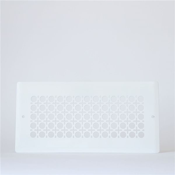Boreart 4 x 10-in White Steel Rattan-Pattern Wall Vent Grille