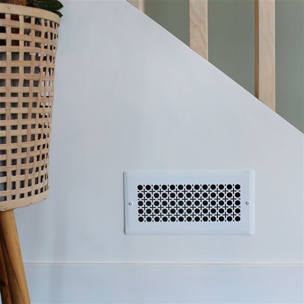 Boreart 4 x 10-in White Steel Rattan-Pattern Wall Vent Grille