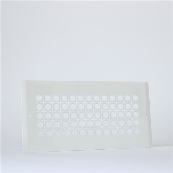 Boreart 4 x 10-in White Steel Rattan-Pattern Wall Vent Grille