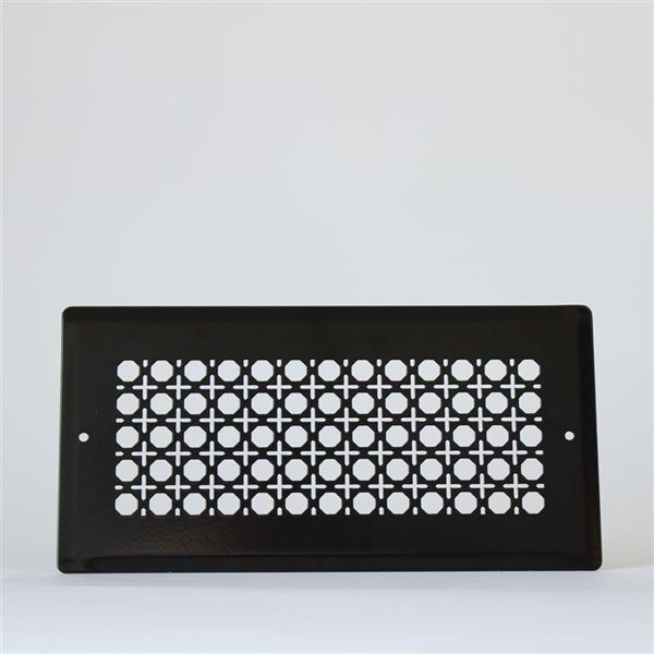 Boreart 4 x 10-in Black Steel Rattan-Pattern Wall Vent Grille