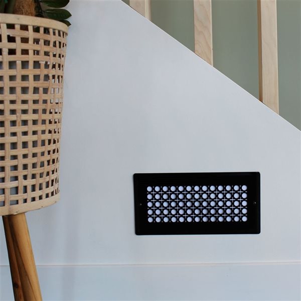 Boreart 4 x 10-in Black Steel Rattan-Pattern Wall Vent Grille