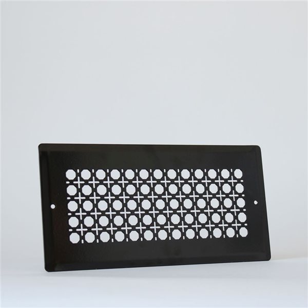 Boreart 4 x 10-in Black Steel Rattan-Pattern Wall Vent Grille