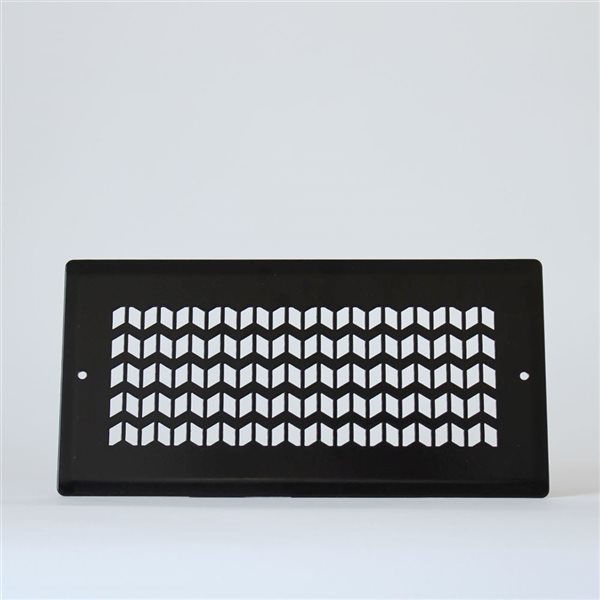 Boreart 4 x 10-in Black Steel Chevron-Pattern Wall Vent Grille