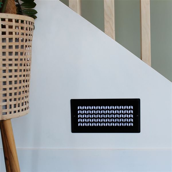 Boreart 4 x 10-in Black Steel Chevron-Pattern Wall Vent Grille