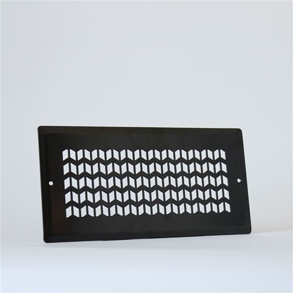 Boreart 4 x 10-in Black Steel Chevron-Pattern Wall Vent Grille
