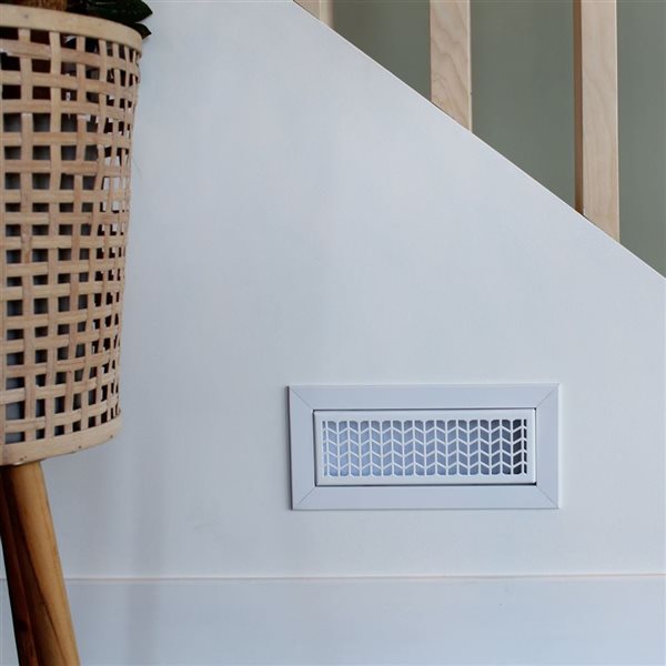 Boreart PREMIUM 4 x 10-in White Chevron Pattern Steel Floor Resgister