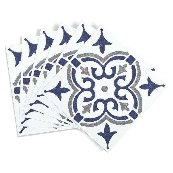 DC Fix Self Adhesive Wall Tiles - Blue Fleurs de Lys - 6/Pk