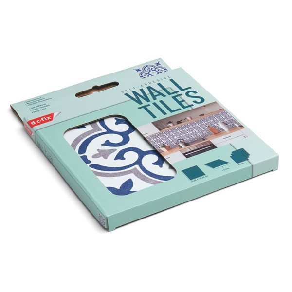DC Fix Self Adhesive Wall Tiles - Blue Fleurs de Lys - 6/Pk