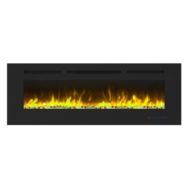 Parrot Uncle 50-in W 1500W Black Wall Mount Modern Electric Fireplace with Remote Control