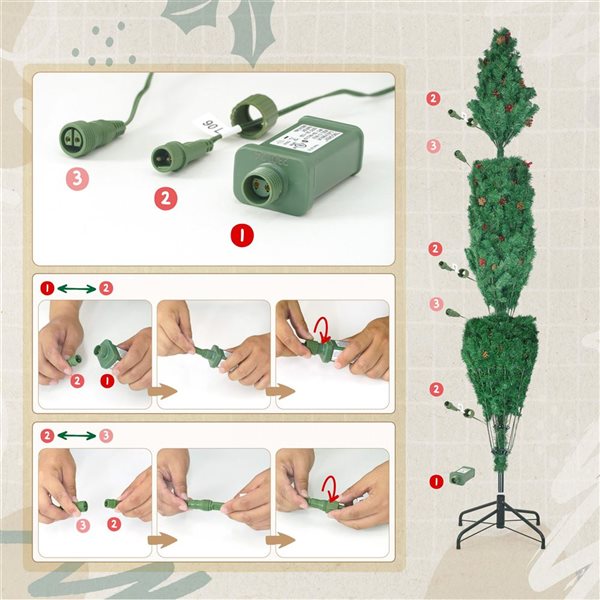 CAPHAUS 4.5-ft Pre-Lit LED Artificial Christmas Tree with 200 Twinkling Lights with Pinecones, Berries and Foldable Stand