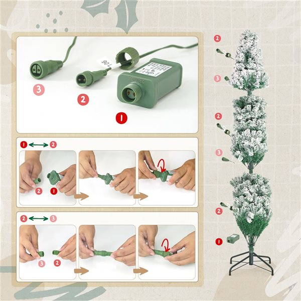 CAPHAUS 4.5-ft Pre-Lit LED Flocked Slim Pencil Tree Artificial Christmas Tree with 150 Twinkling Lights and Foldable Stand