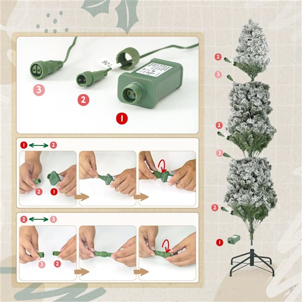 CAPHAUS 4.5-ft Snow Flocked Pre-Lit LED Artificial Christmas Tree with 200 Twinkling Lights with Foldable Stand