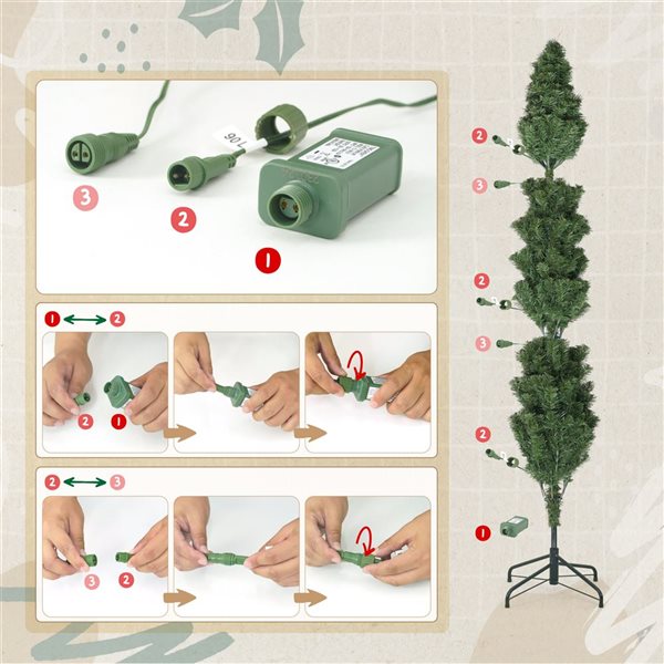 CAPHAUS 4.5-ft Pre-Lit LED Slim Pencil Tree Artificial Christmas Tree with 150 Lights and Foldable Stand