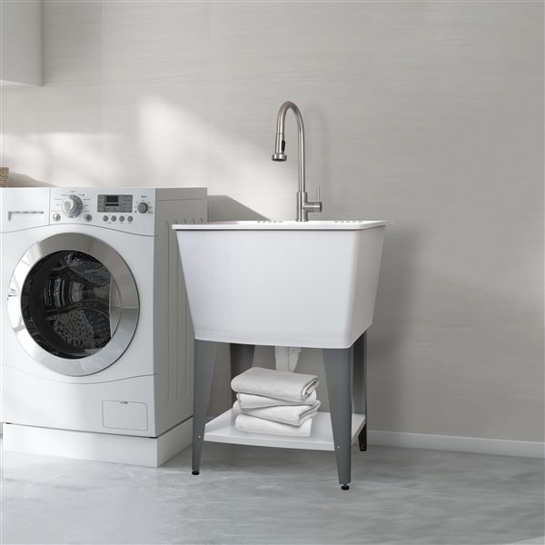 PRESENZA Heavy Duty 24 x 24-in 1-Basin White Freestanding Laundry