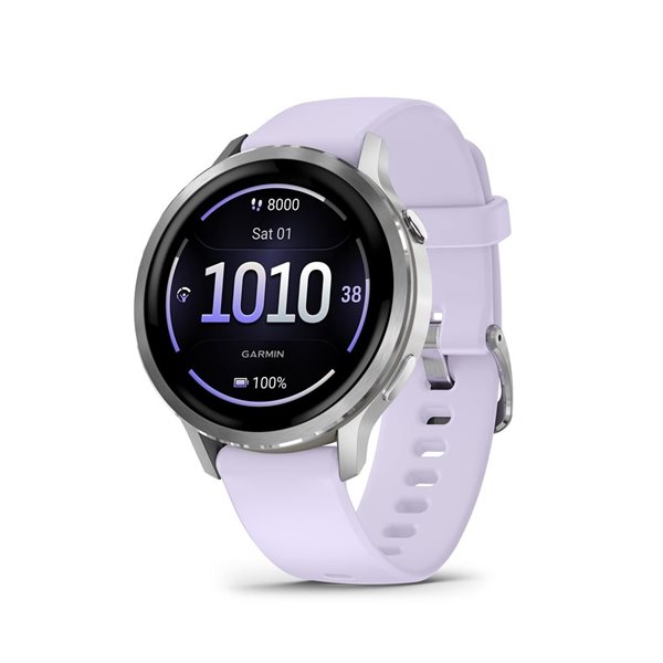 Garmin Venu 4 GPS Smartwatch 41-mm with Periwinkle Silicone Band - Silver