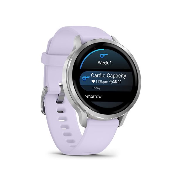 Garmin Venu 4 GPS Smartwatch 41-mm with Periwinkle Silicone Band - Silver